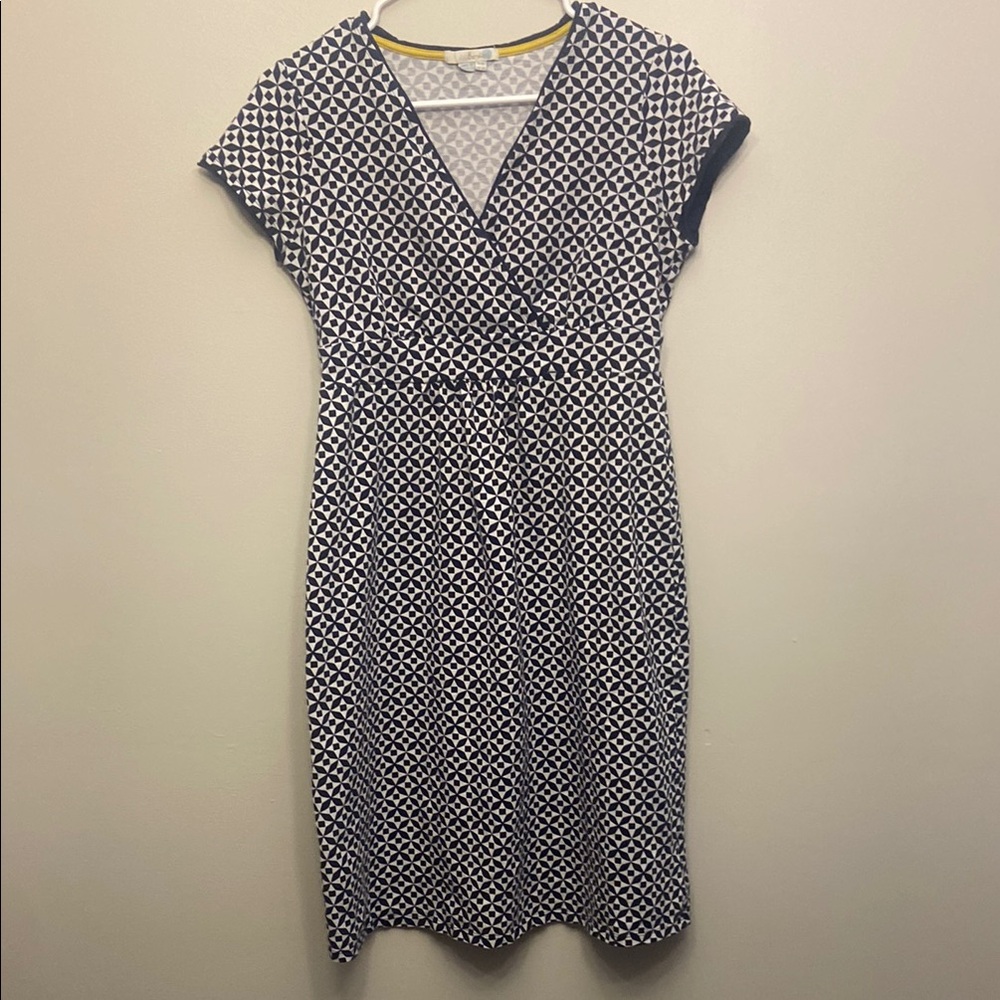 VGUC Boden Black and White Geometric Midi Dress | size 6